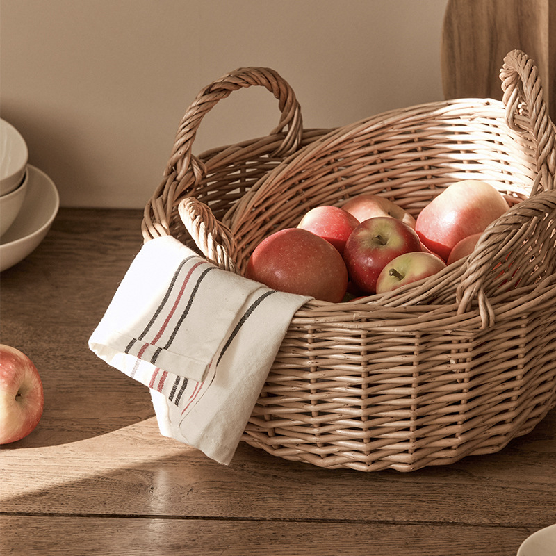 Kézzel készített rattanból szőtt fűzfa kenyérkosár, párolt kenyérkosár, háztartási zöldségkosár, szőtt tárolókosár, tojáskosár, gyümölcskosár