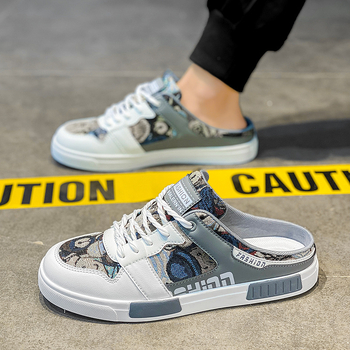 Férfi cipők határokon átnyúló nagy méretű nyári új alkalmi cipők divatos férfi bebújós szövet félpapucsok trendi lusta papucsok