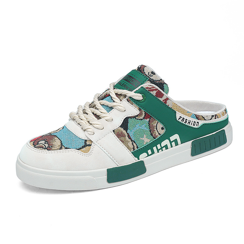 Férfi cipők határokon átnyúló nagy méretű nyári új alkalmi cipők divatos férfi bebújós szövet félpapucsok trendi lusta papucsok