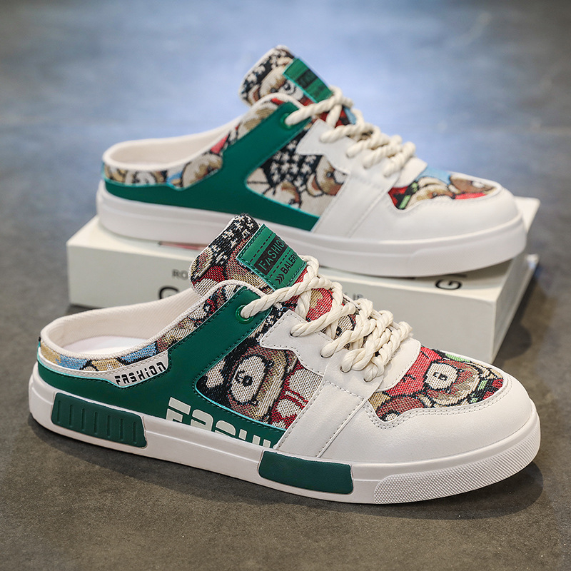 Férfi cipők határokon átnyúló nagy méretű nyári új alkalmi cipők divatos férfi bebújós szövet félpapucsok trendi lusta papucsok