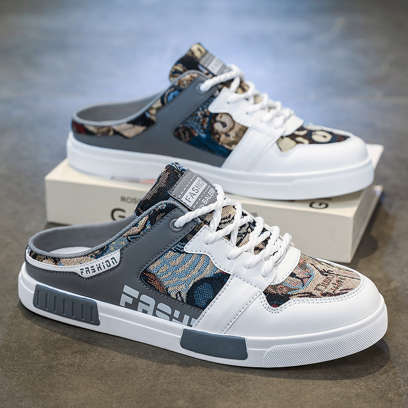 Férfi cipők határokon átnyúló nagy méretű nyári új alkalmi cipők divatos férfi bebújós szövet félpapucsok trendi lusta papucsok