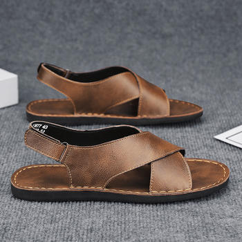 Sandale de vară pentru bărbați, mărimea mare, 47, casual, din piele, britanice, cu goluri, respirabile, mocasini, casual, în aer liber, pentru plajă, pantofi transfrontalieri