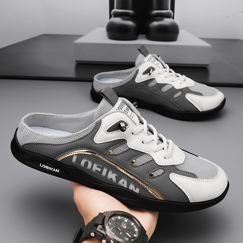 Meeste kingad pluss-suuruses 2025. aasta suvine uus stiil hingava ninaosaga poolsaabastega kontsata meeste vabaaja sussid 47