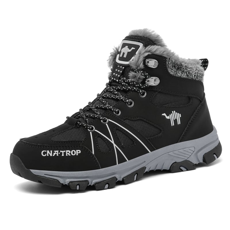 Pantofi de drumeție înalți pentru bărbați, cizme de zăpadă, căptușiți cu fleece, căptușiți cu bumbac gros, iarna, sport, în aer liber