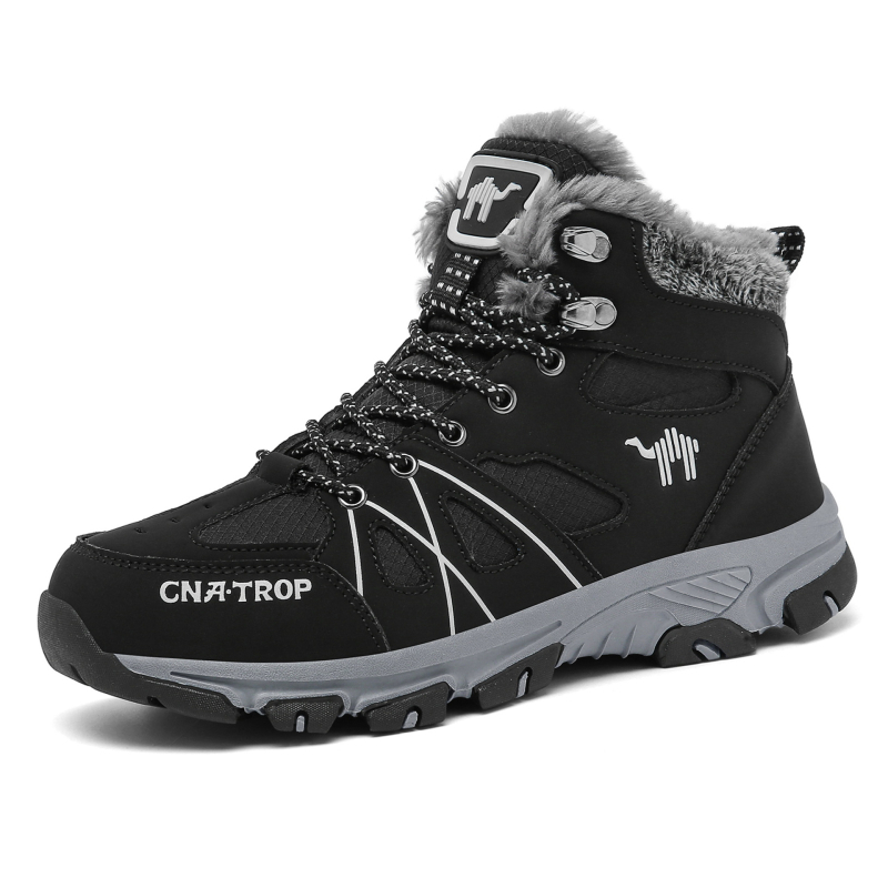 Pantofi de drumeție înalți pentru bărbați, cizme de zăpadă, căptușiți cu fleece, căptușiți cu bumbac gros, iarna, sport, în aer liber