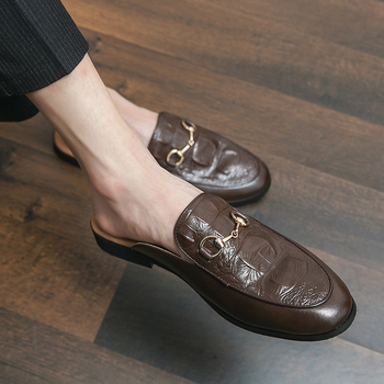 Παντόφλες με μοτίβο κροκόδειλου, τεμπέλικα δάχτυλα, ανδρικά παπούτσια, καλοκαιρινά, αναπνεύσιμα, βρετανικού στιλ, κορεάτικου στιλ, χωρίς κόκαλα, plus size