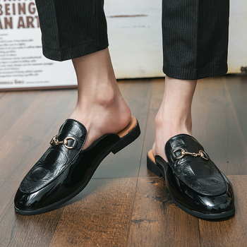 Παντόφλες με μοτίβο κροκόδειλου, τεμπέλικα δάχτυλα, ανδρικά παπούτσια, καλοκαιρινά, αναπνεύσιμα, βρετανικού στιλ, κορεάτικου στιλ, χωρίς κόκαλα, plus size