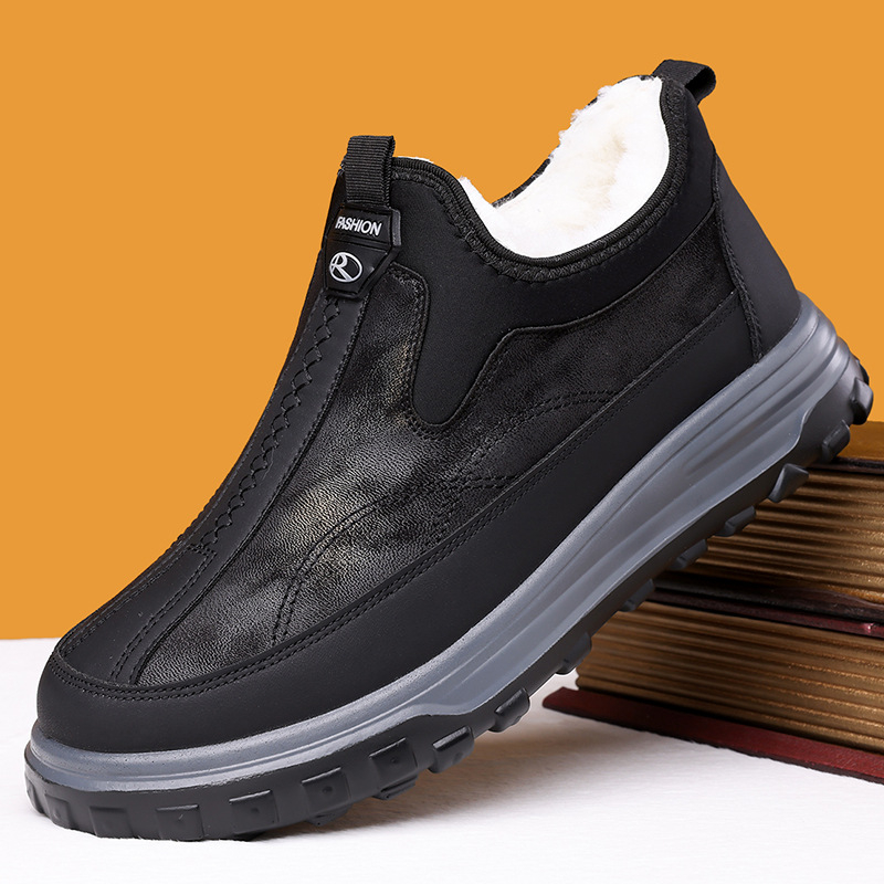 Téli régi pekingi szövetcipő férfi pamut csizma gyapjúbéléssel meleg apa hócipő középkorúaknak és időseknek csúszásmentes vízálló cipő időseknek
