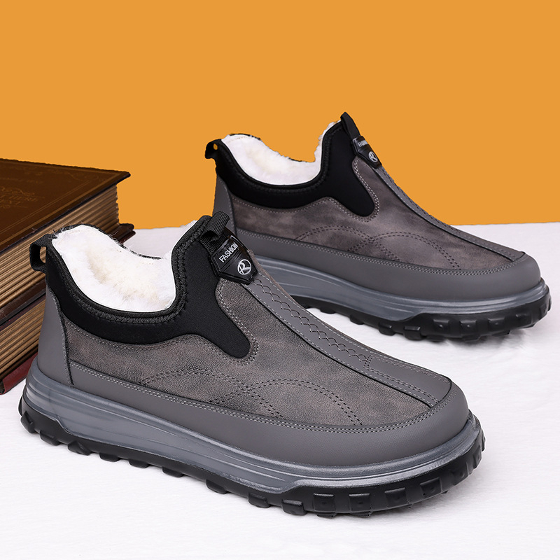 Téli régi pekingi szövetcipő férfi pamut csizma gyapjúbéléssel meleg apa hócipő középkorúaknak és időseknek csúszásmentes vízálló cipő időseknek