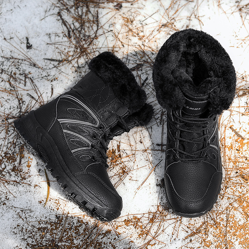 2023 Cizme de zăpadă noi pentru sporturi în aer liber, mărime plus, pentru femei, cizme medii calde cu căptușeală din fleece, pantofi de schi și drumeții pentru femei