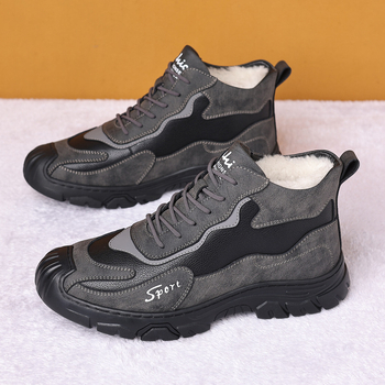 Északkeleti meleg, csúszásmentes pamutcipő, férfi téli, gyapjúbéléssel, meleg, vastagított szőrmével ellátott, sport, alkalmi, férfi hótaposó