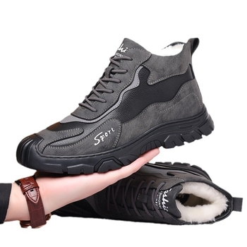 Északkeleti meleg, csúszásmentes pamutcipő, férfi téli, gyapjúbéléssel, meleg, vastagított szőrmével ellátott, sport, alkalmi, férfi hótaposó