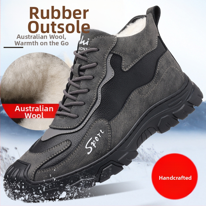 Északkeleti meleg, csúszásmentes pamutcipő, férfi téli, gyapjúbéléssel, meleg, vastagított szőrmével ellátott, sport, alkalmi, férfi hótaposó