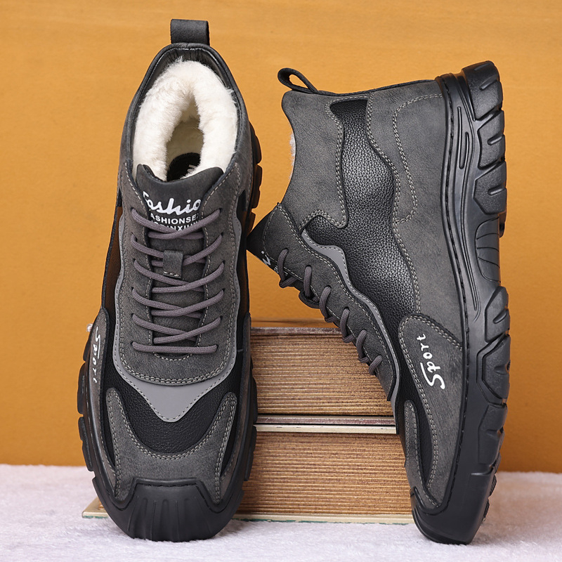 Északkeleti meleg, csúszásmentes pamutcipő, férfi téli, gyapjúbéléssel, meleg, vastagított szőrmével ellátott, sport, alkalmi, férfi hótaposó