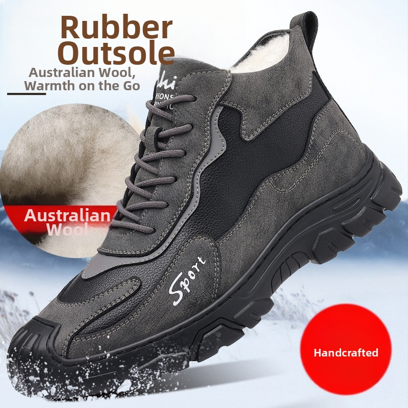 Északkeleti meleg, csúszásmentes pamutcipő, férfi téli, gyapjúbéléssel, meleg, vastagított szőrmével ellátott, sport, alkalmi, férfi hótaposó