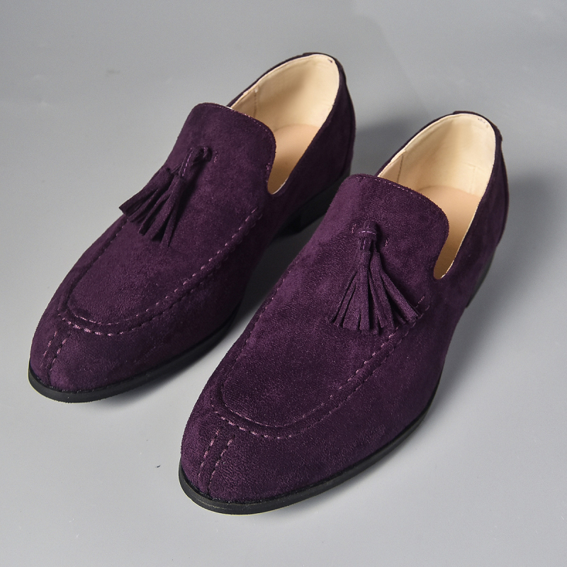 Zomšiniai kvadratiniai kulnai, rudens laisvalaikio bateliai, verslo formatai, užsegami, nauji, kutais dekoruoti mokasinai, plius dydžio vyriški batai