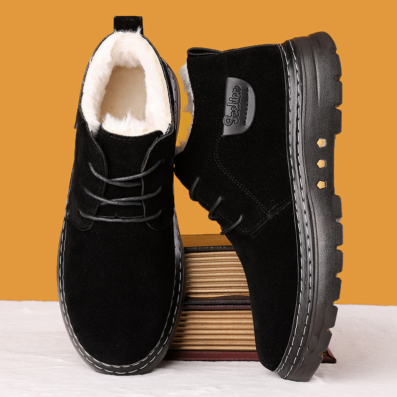 Nauji, rankomis siūti, žieminiai, plius dydžio vyriški medvilniniai batai, neslystantys, atsparūs šalčiui, sustorinti, šilti, pamušalu, dideli medvilniniai batai.