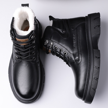2024 téli új férfi magas szárú pamutcipő férfi vastag talpú tooling nagy fejű martin csizma gyapjú béléssel meleg csizma 66088
