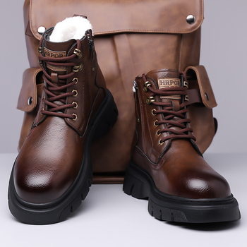 2024 téli új férfi magas szárú pamutcipő férfi vastag talpú tooling nagy fejű martin csizma gyapjú béléssel meleg csizma 66088