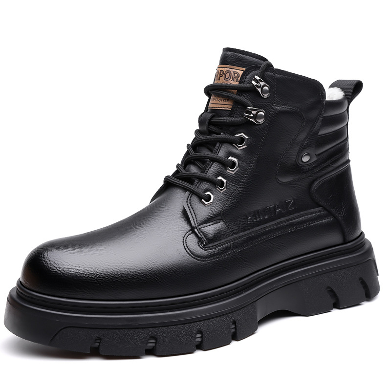 2024 téli új férfi magas szárú pamutcipő férfi vastag talpú tooling nagy fejű martin csizma gyapjú béléssel meleg csizma 66088