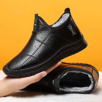 Pantofi de bumbac pentru bărbați, pantofi din poliuretan transfrontalier, pantofi pentru bărbați, mărime mare, cizme scurte și calde, gura superficială, cizme confortabile din bumbac, căptușite cu fleece, cizme îngroșate, stil masculin