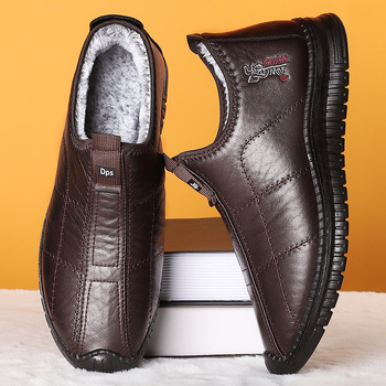 Pantofi de bumbac pentru bărbați, pantofi din poliuretan transfrontalier, pantofi pentru bărbați, mărime mare, cizme scurte și calde, gura superficială, cizme confortabile din bumbac, căptușite cu fleece, cizme îngroșate, stil masculin