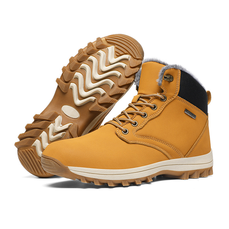 Cizme de zăpadă pentru bărbați, pantofi de drumeție, cizme de zăpadă pentru exterior, pantofi de bumbac rusesc cu căptușeală din fleece, calduri, de iarnă