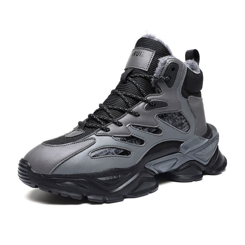 Bőr, vízálló cipő, téli, magas szárú, tinédzsereknek, divatos cipő, gyapjúbéléssel, meleg hótaposó, csúszásmentes, kopásálló férfi cipő