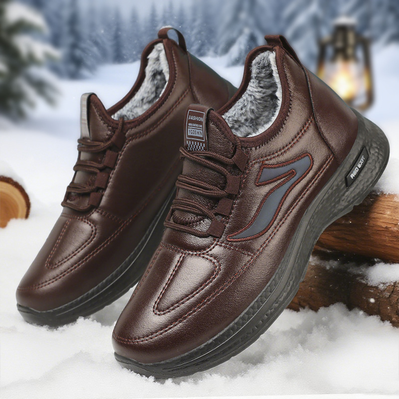 Pamutcipők Téli Új Kültéri Férfi Cipők Polár Bélelt Vastagított Hócipők Meleg Nagy Méretű Rövid Csizmák Határon Átnyúló Poliuretán Pamut Csizma