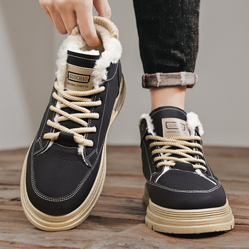 Férfi bársony pamut cipők, Martin csizmák, 2024-es tavaszi és őszi új divat, alkalmi motoros cipők, munkacipők, hótaposók