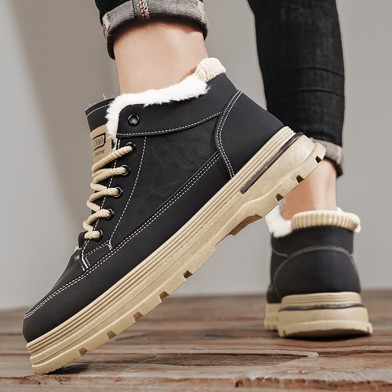 Férfi bársony pamut cipők, Martin csizmák, 2024-es tavaszi és őszi új divat, alkalmi motoros cipők, munkacipők, hótaposók