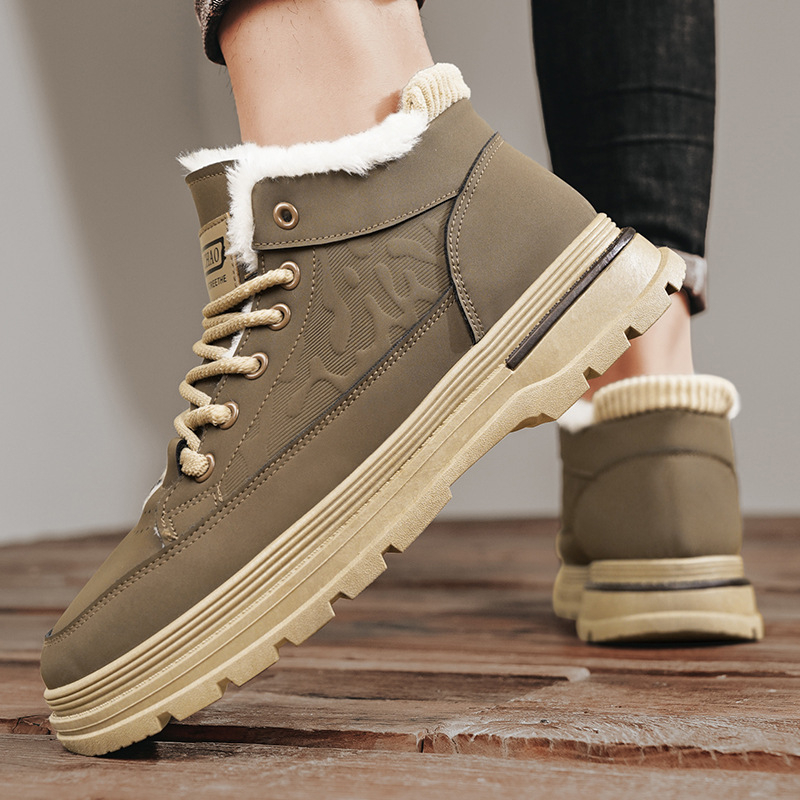 Férfi bársony pamut cipők, Martin csizmák, 2024-es tavaszi és őszi új divat, alkalmi motoros cipők, munkacipők, hótaposók