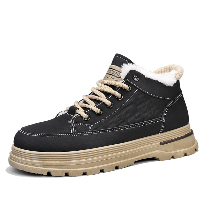 Férfi bársony pamut cipők, Martin csizmák, 2024-es tavaszi és őszi új divat, alkalmi motoros cipők, munkacipők, hótaposók