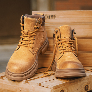 Ghete Martin înalte pentru bărbați, stil britanic, retro, pentru agrement, în aer liber, pentru camping și alpinism.