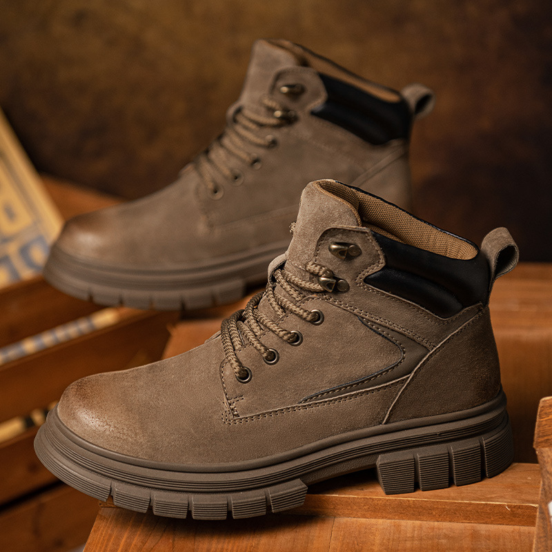 Ghete Martin înalte pentru bărbați, stil britanic, retro, pentru agrement, în aer liber, pentru camping și alpinism.