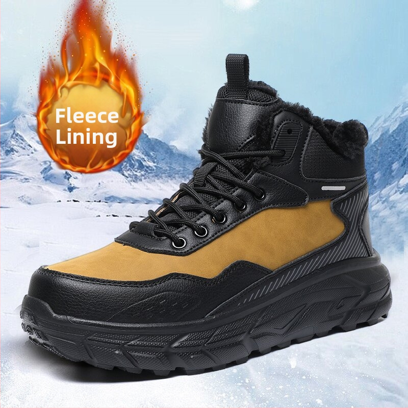CrossBorder nagy méretű 48-as túracipő férfiaknak, polár béléssel és vastagított pamuttal, csúszásgátló magas szárú cipő, hótaposó, hegyi szabadtéri utazócipő