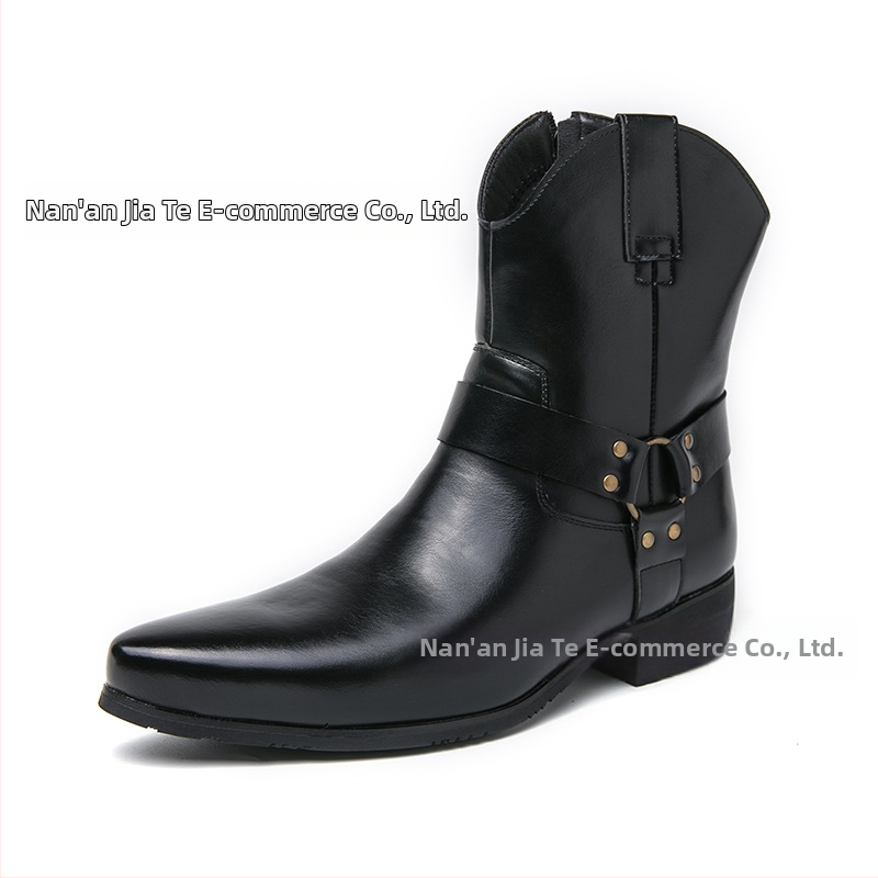 Férfi cipzáras, hegyes szárú bőr csizma, európai és amerikai stílusú, alkalmi, magas szárú bőrcipő, alkalmi, rövid csizma, alkalmi férfi cipők