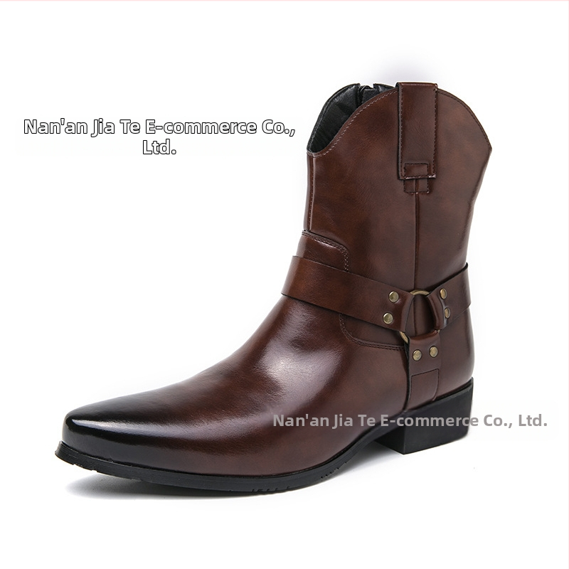 Férfi cipzáras, hegyes szárú bőr csizma, európai és amerikai stílusú, alkalmi, magas szárú bőrcipő, alkalmi, rövid csizma, alkalmi férfi cipők