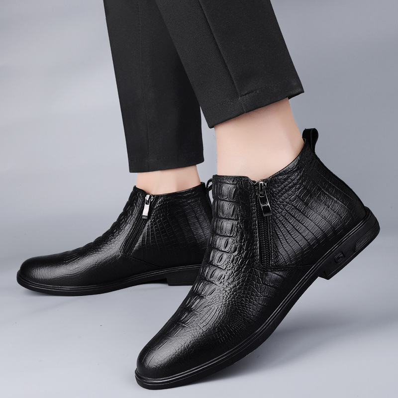 Pantofi de damă pentru bărbați, pantofi casual din piele, talpă moale, la modă, leneși, cald, căptușit cu fleece, cizme scurte, pantofi de lucru de top, cizme Martins