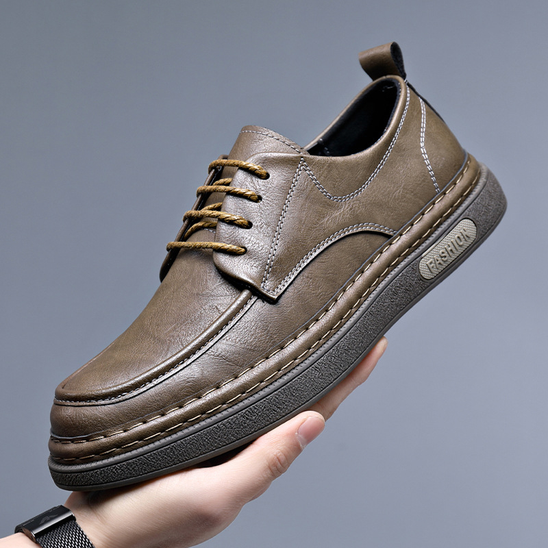 Cross-Border férfi cipők 2025 őszi új sokoldalú divatos férfi alkalmi retró brit stílusú puha talpú csúszásmentes munkacipő