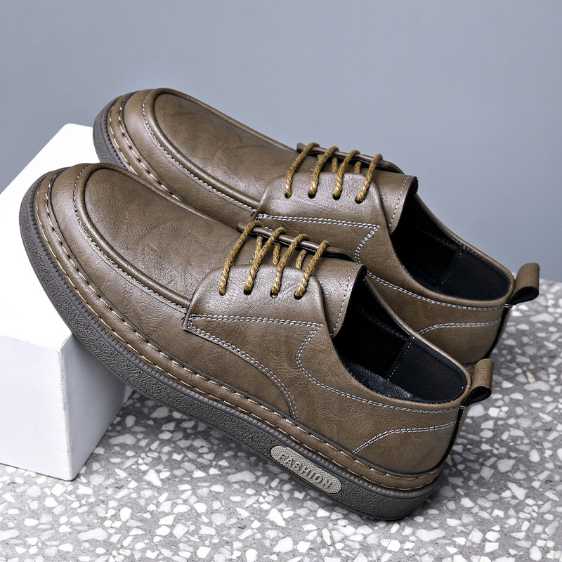 Cross-Border férfi cipők 2025 őszi új sokoldalú divatos férfi alkalmi retró brit stílusú puha talpú csúszásmentes munkacipő