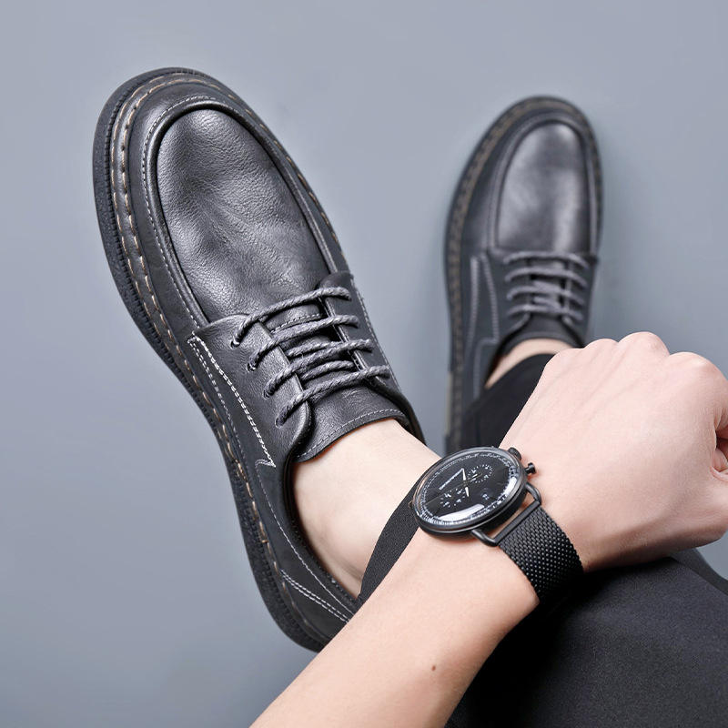 Cross-Border férfi cipők 2025 őszi új sokoldalú divatos férfi alkalmi retró brit stílusú puha talpú csúszásmentes munkacipő