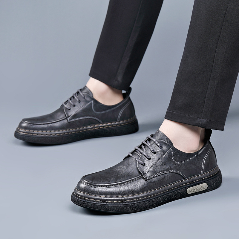 Cross-Border férfi cipők 2025 őszi új sokoldalú divatos férfi alkalmi retró brit stílusú puha talpú csúszásmentes munkacipő