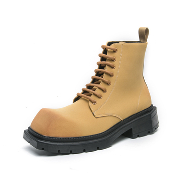 Ανδρικές μπότες Martin, μεγάλες σε μέγεθος, για άνδρες, φθινόπωρο και χειμώνα 2024, με ψηλόμεσο στυλ, casual, βρετανικής ρετρό μόδας, με μεγάλο κεφάλι, δερμάτινες μπότες για άνδρες που αυξάνουν το ύψος.