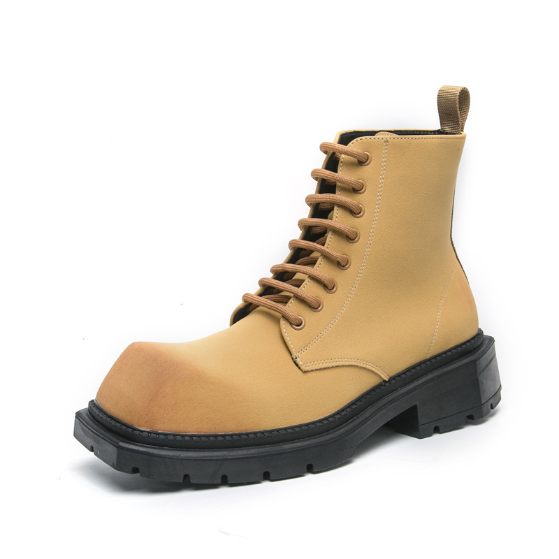 Férfi őszi és téli 2024-es magas szárú, alkalmi, brit retró divatmárka, magasságnövelő, nagyfejű bőr csizma férfiaknak, plus size Martin csizma