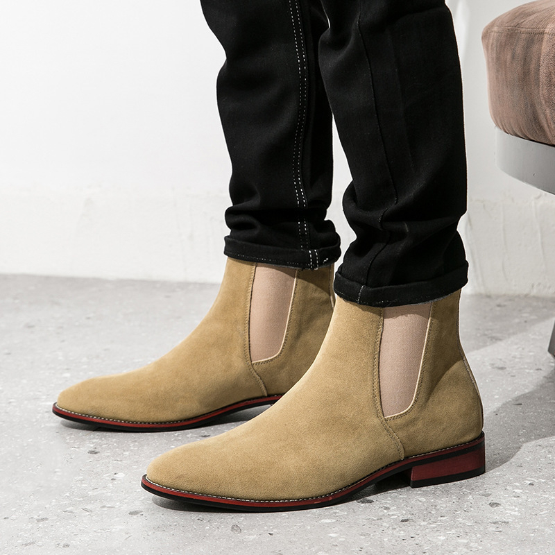 Új klasszikus téli Chelsea csizma férfi magas szárú koreai stílusú brit stílusú matt bőr európai és amerikai stílusú középmagas szárú bokacsizma férfiaknak