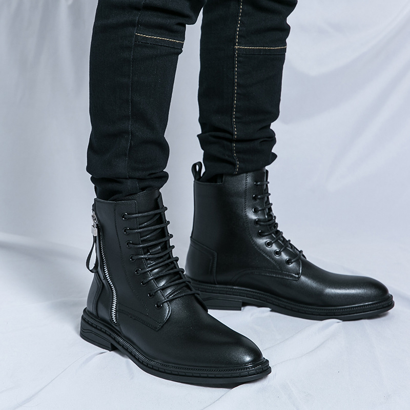 Martin Boots férfi bőrcipők 2024 új rövid csizmák tavaszi és őszi egyszínű csizmák oldalsó cipzáras mindenféle brit stílusú plus size csizmák férfi cipők