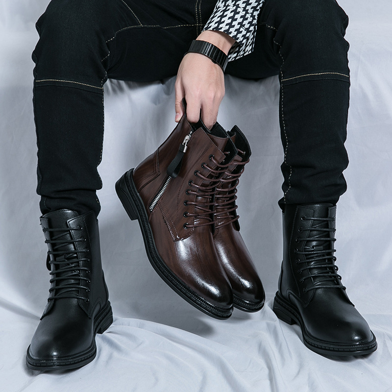 Martin Boots férfi bőrcipők 2024 új rövid csizmák tavaszi és őszi egyszínű csizmák oldalsó cipzáras mindenféle brit stílusú plus size csizmák férfi cipők