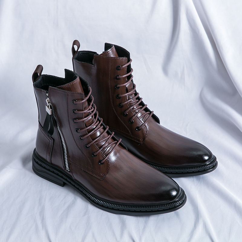 Martin Boots férfi bőrcipők 2024 új rövid csizmák tavaszi és őszi egyszínű csizmák oldalsó cipzáras mindenféle brit stílusú plus size csizmák férfi cipők