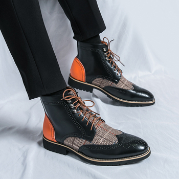 AliExpress Άνοιξη Νέα Ραφή Μυτερά Δερμάτινα Παπούτσια με Ψηλό Τοπ Μοντέρνες Καθημερινές Μπότες για Φορέματα, Μεγάλα Μεγέθη, Βρετανικά Ανδρικά Παπούτσια